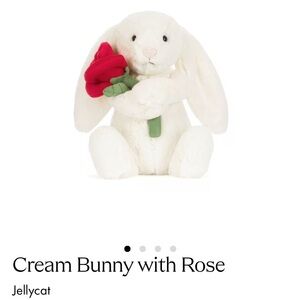 Jellycat Soft Cream Bunny with Pink Rose